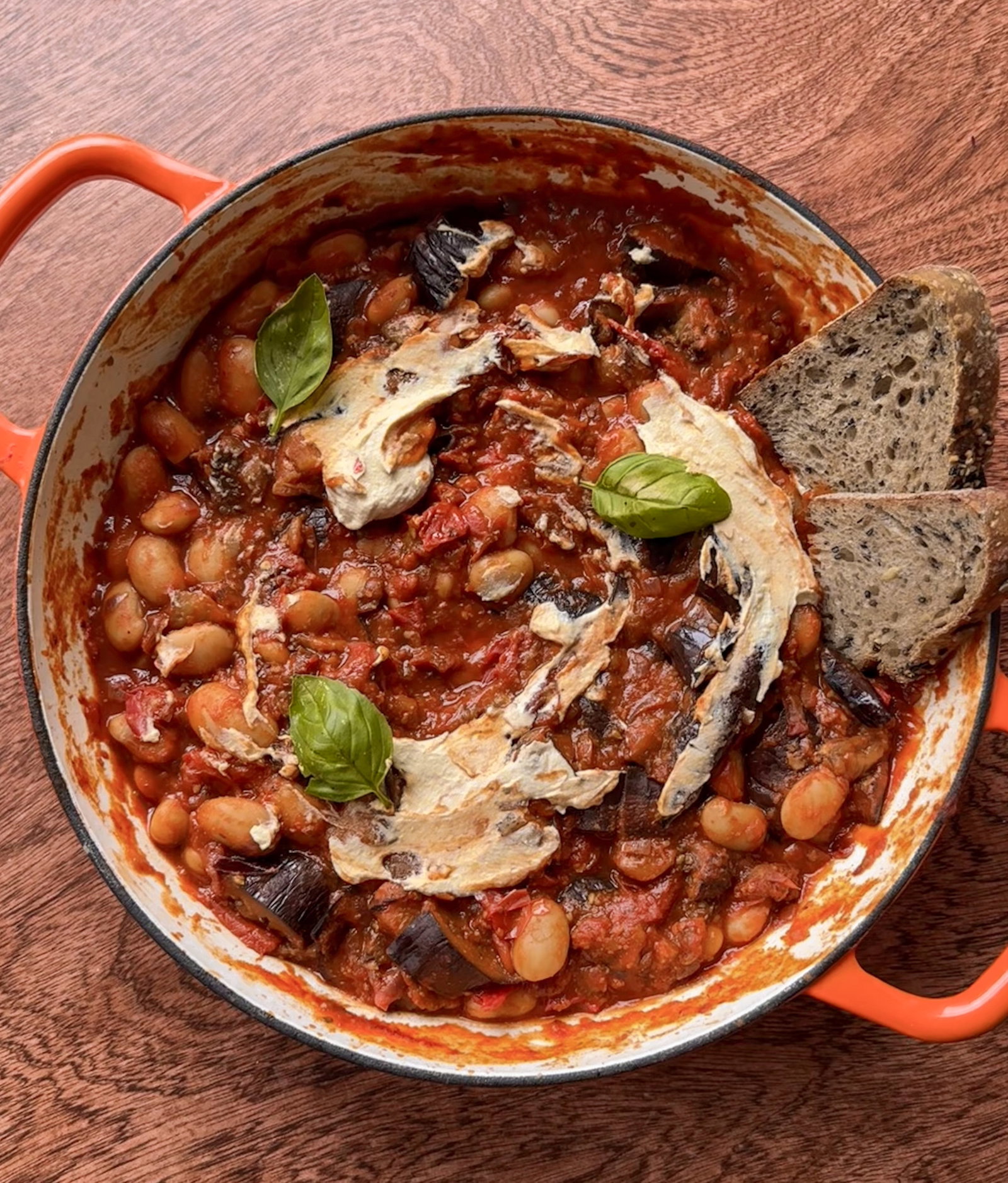 Butter Beans (Lima Beans) alla Norma with Tofu Ricotta
