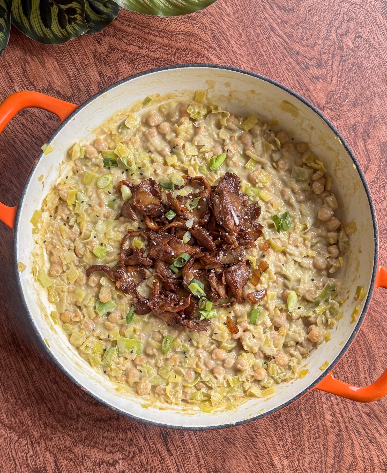 Creamy Miso Leek & Lemon Chickpeas with Soy Glazed Mushrooms
