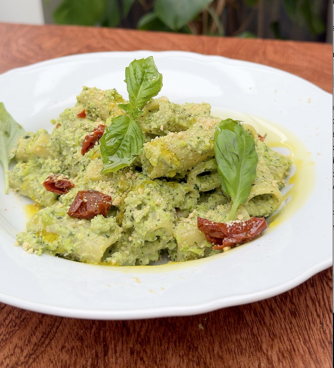 Edamame Basil Pesto Rigatoni