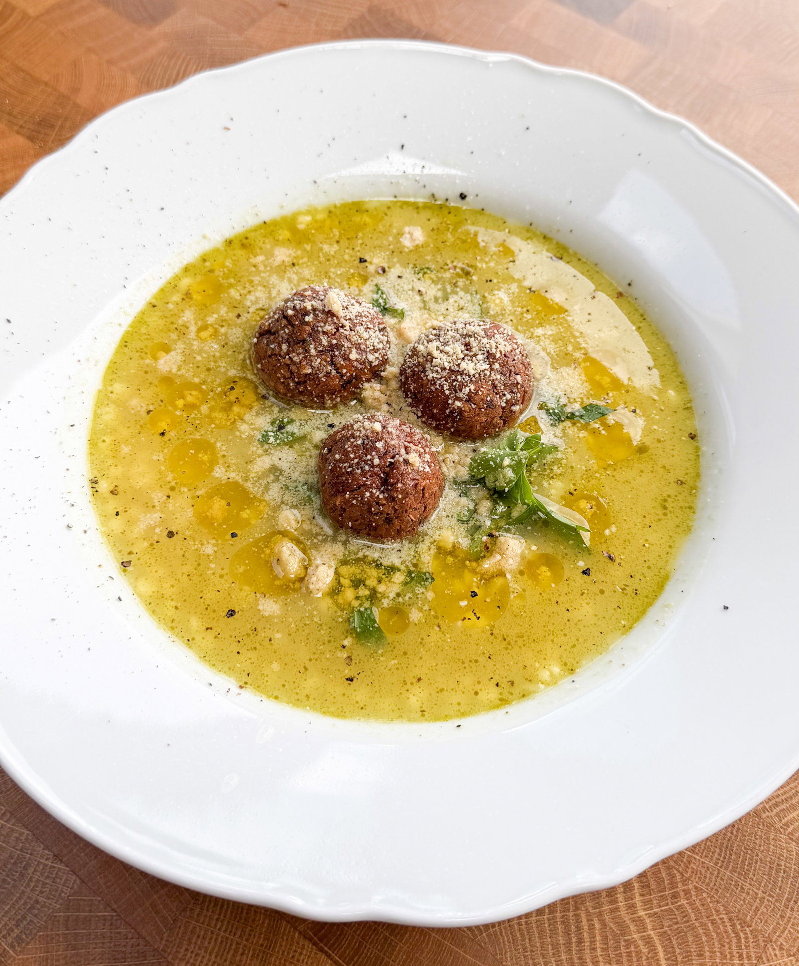 Mediterranean spiced meatball and couscous soup