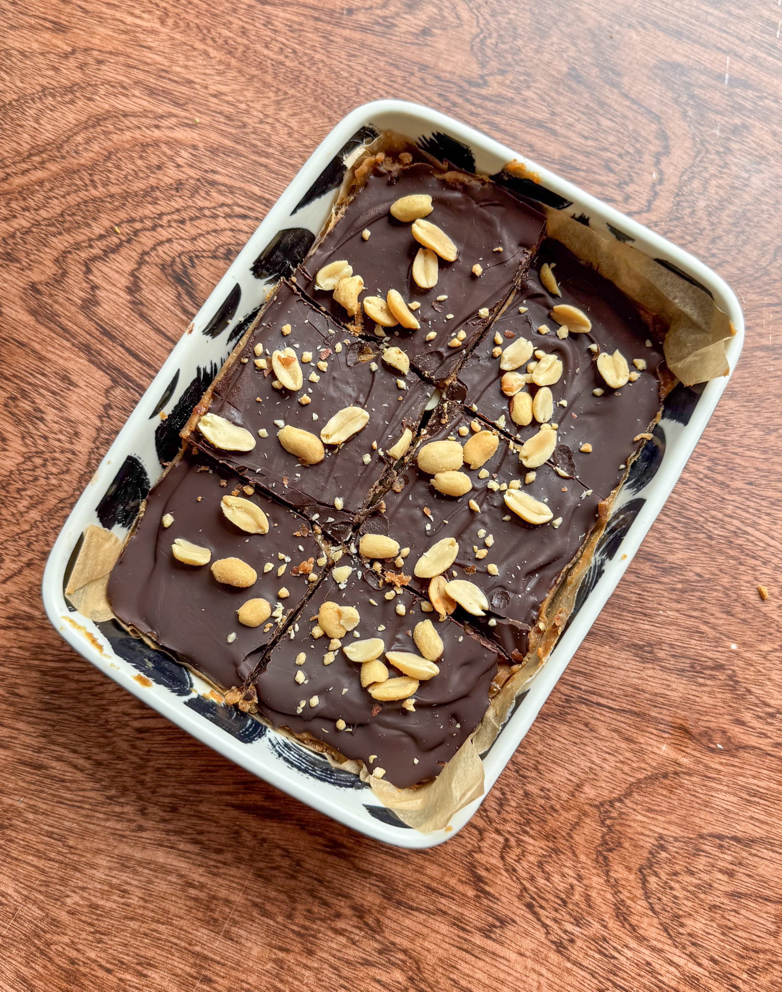 No-Bake Snickers Protein Squares