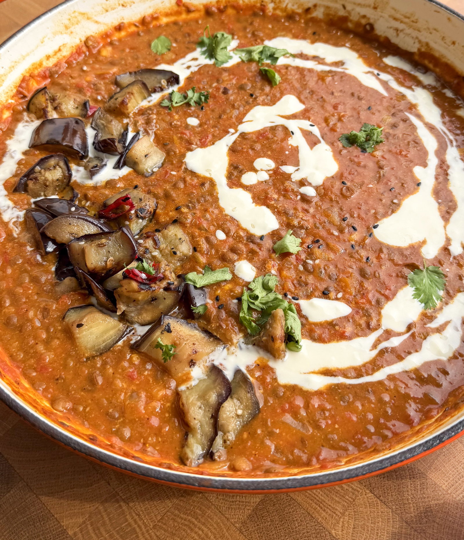 One Pan Spiced Aubergine & Lentil Curry