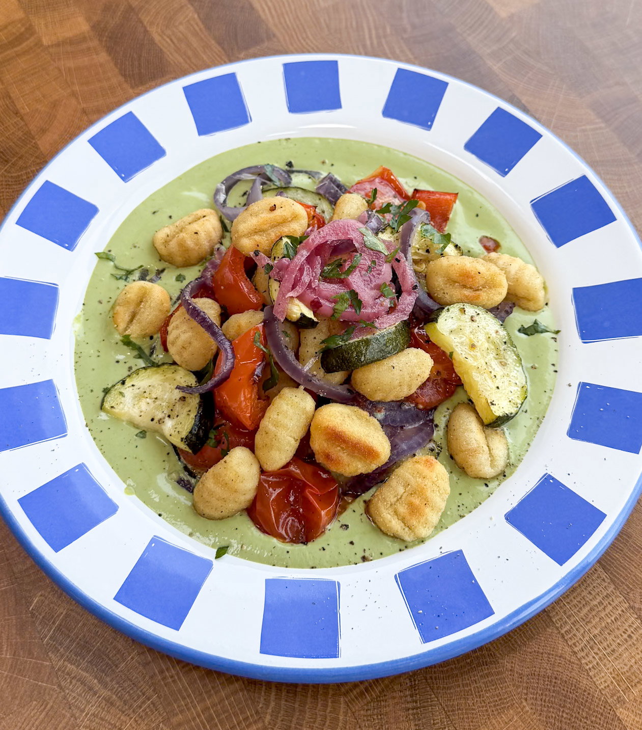 Sheet-Pan Gnocchi with Roasted Vegetables and Garden Herbs Sauce