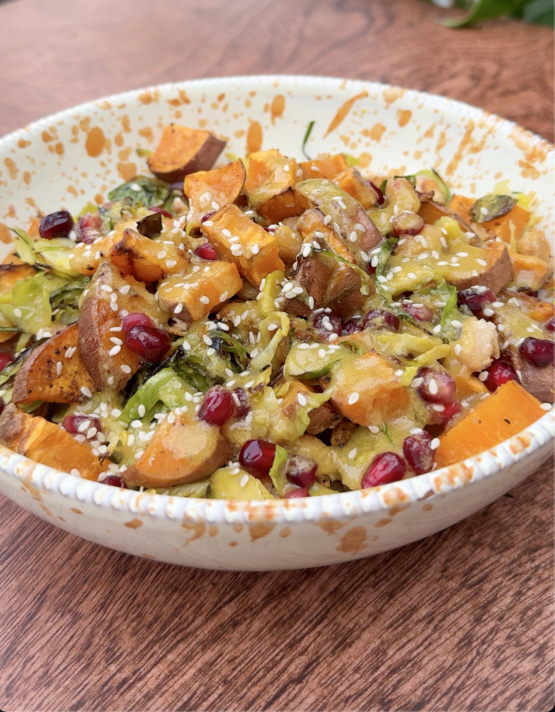 Shredded Brussels Sprouts and Crunchy Bean Salad