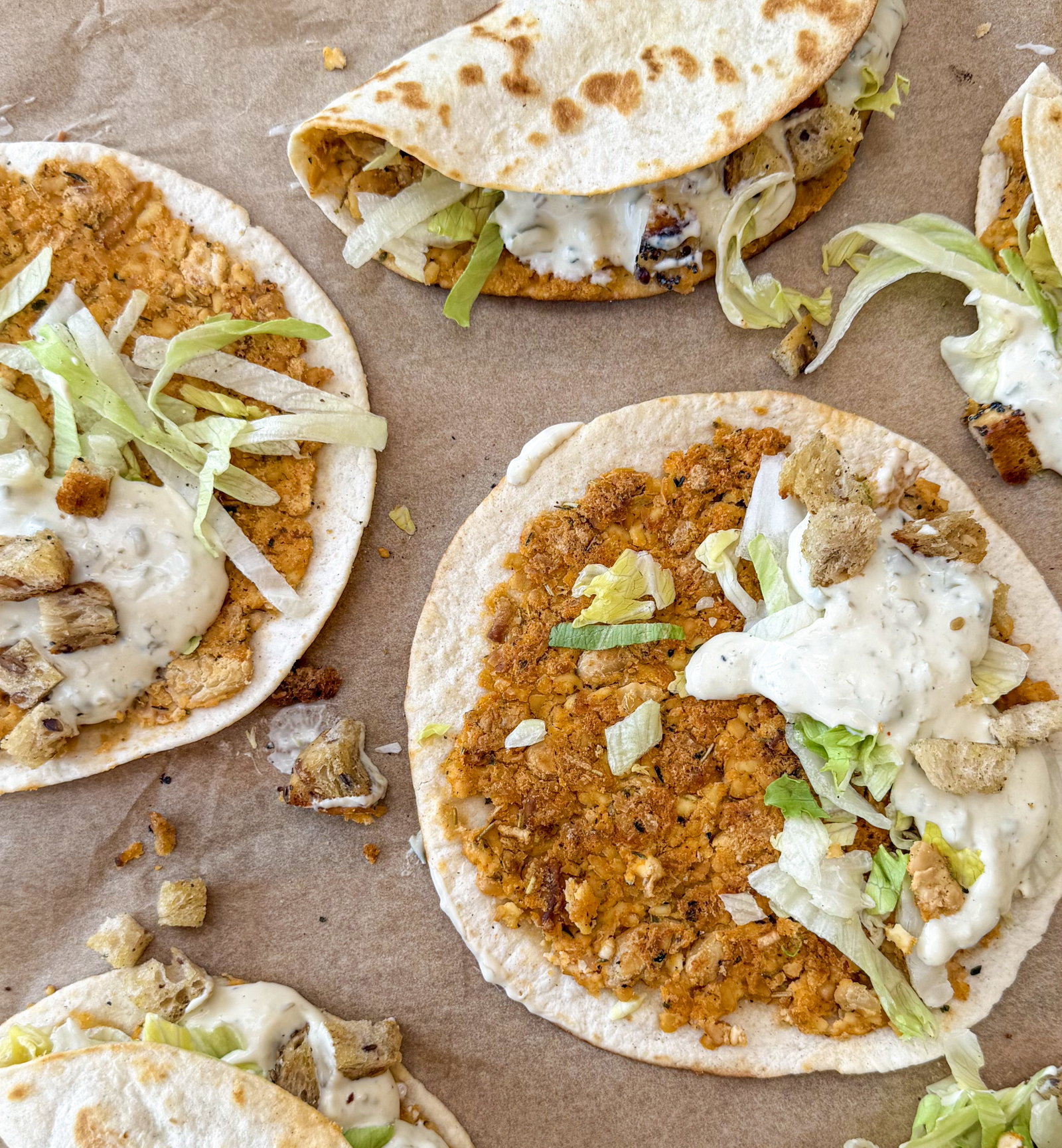 Smashed Bean Caesar Tacos