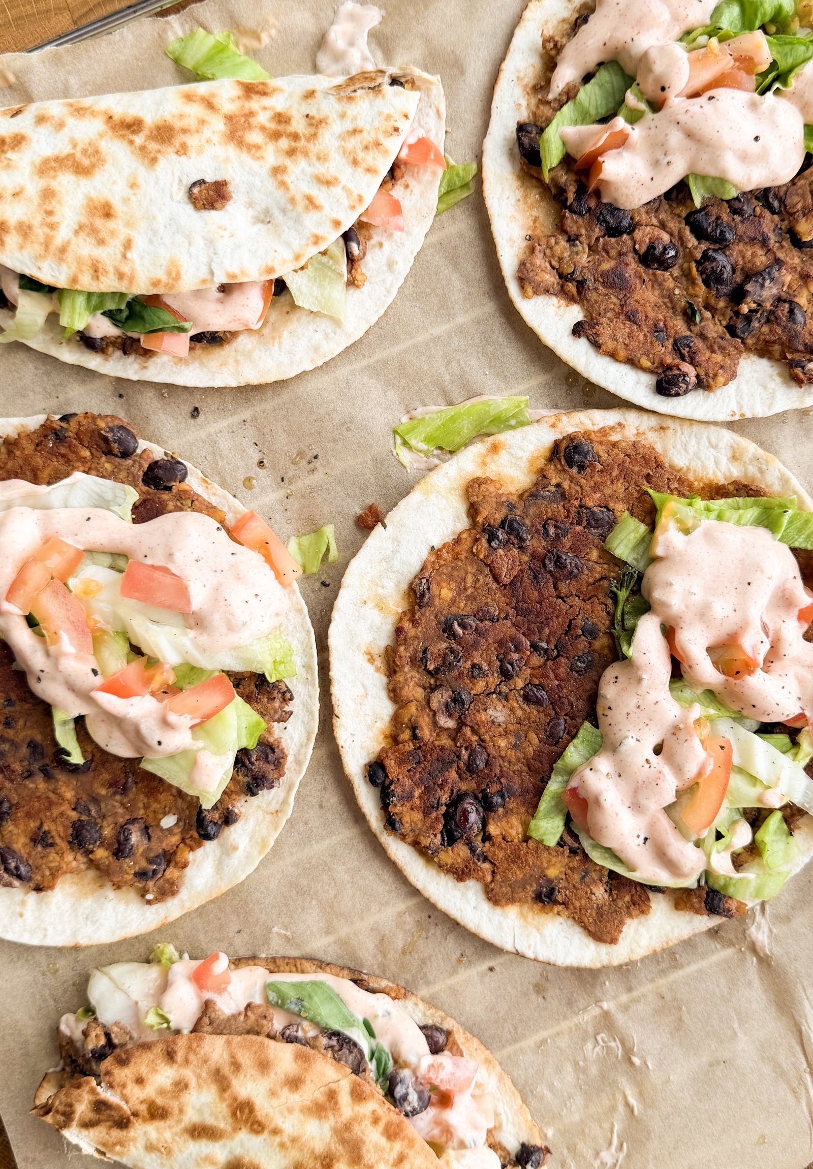Smashed Tempeh and Black Bean Tacos