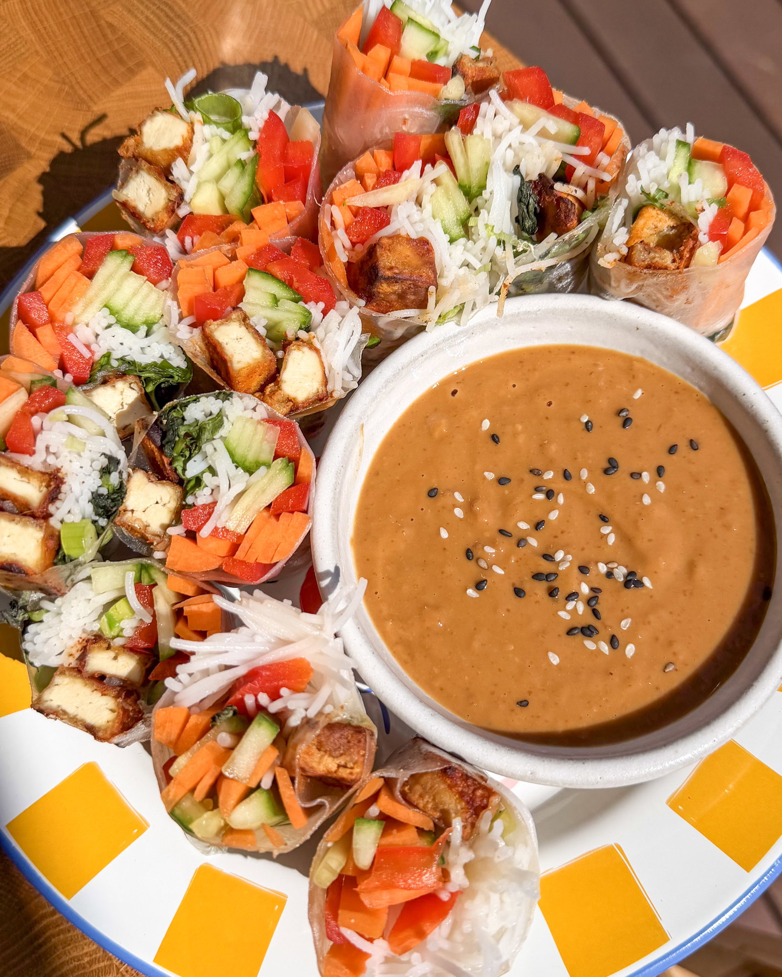 Smoky Tofu Summer Rolls with Sweet Spicy Peanut Dressing