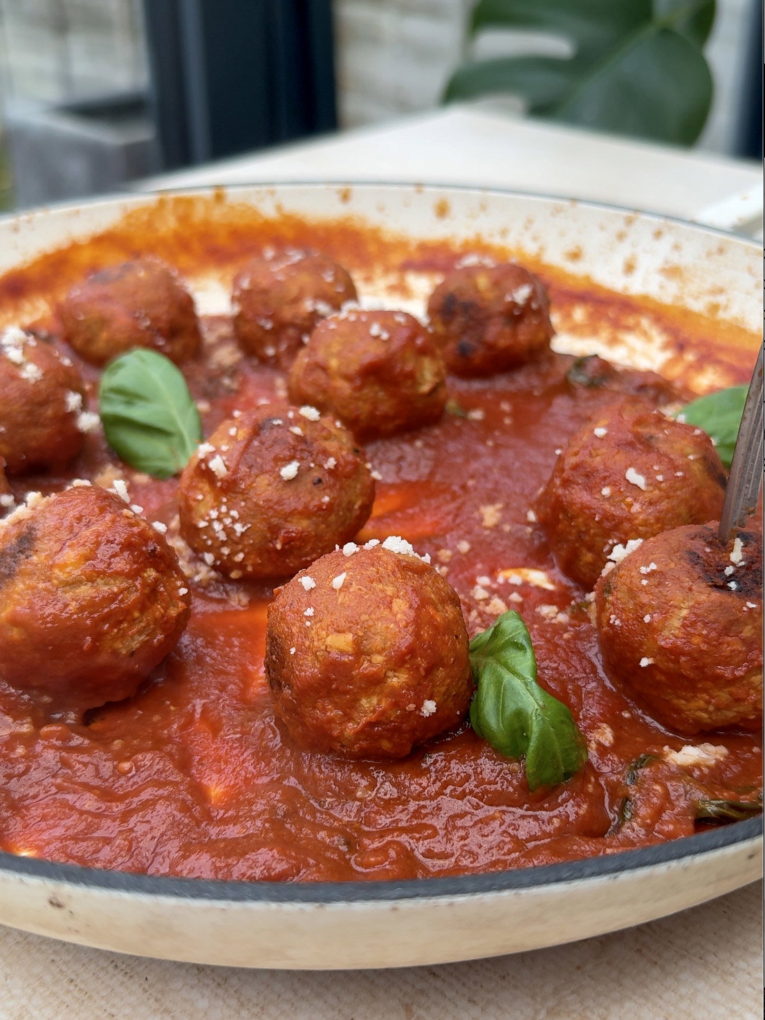 Tempeh “Meatballs” in Basil Tomato Sauce